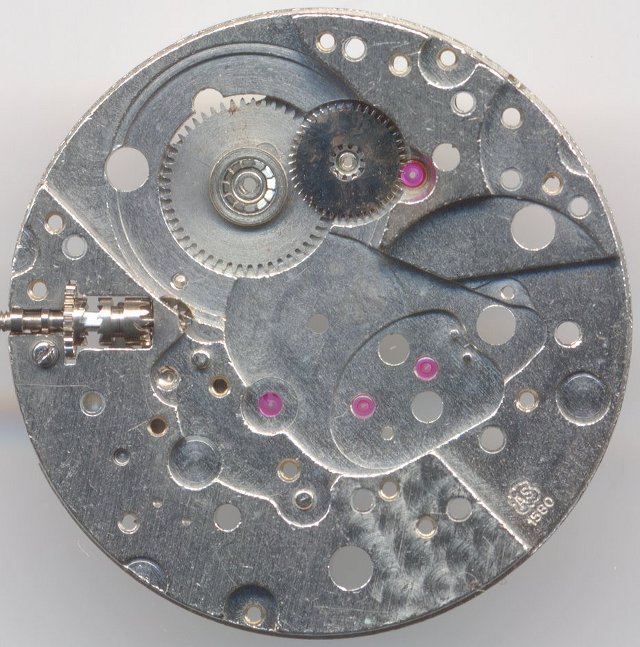 AS 1580: main plate without mainspring barrel, with breguet-clutch