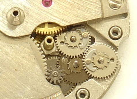 Bifora 1160: Detail: Gear train selfwinding mechanism