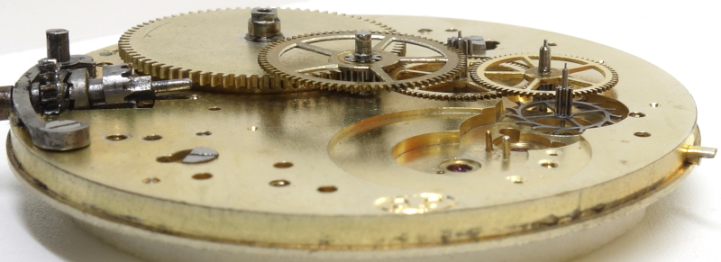 side view of the gear train Cortebert 474: side view of the gear train