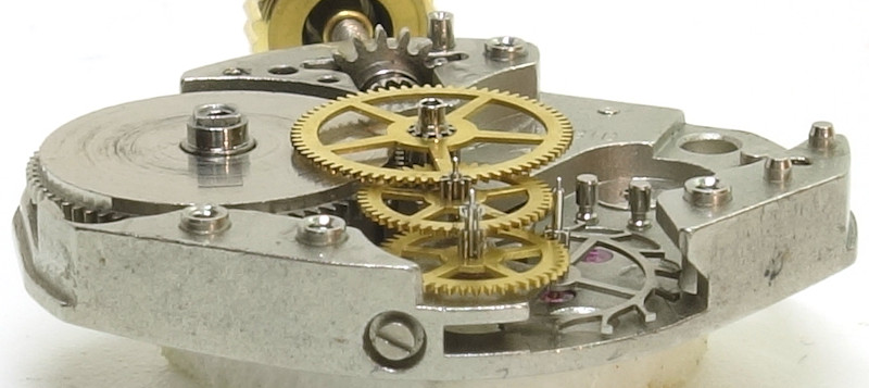 side view of the gear train HMT 0180A: side view of the gear train