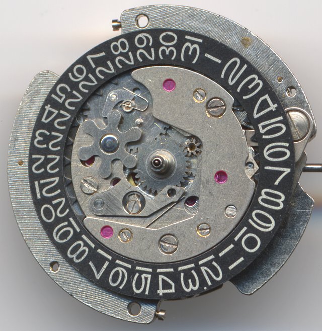 Seiko 6619A: dial side: date mechanism