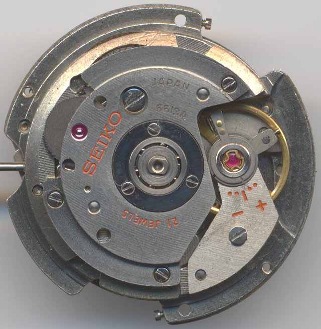 Seiko 6619A: movement view with detached oscillating weight