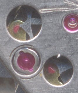 Detail: pin lever with ruby pins